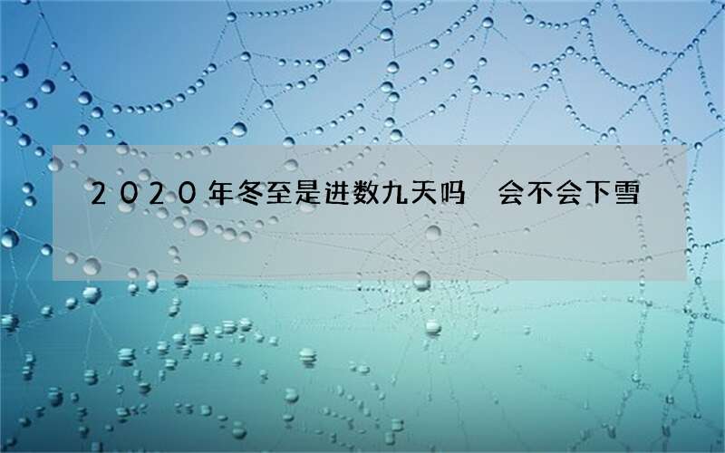 2020年冬至是进数九天吗 会不会下雪